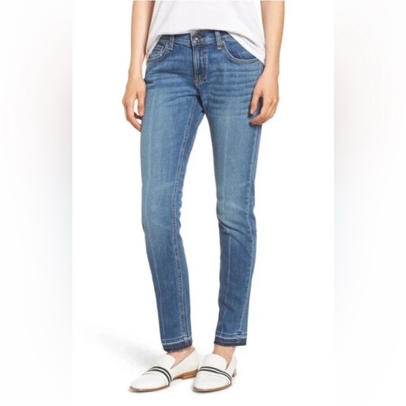 Rag & Bone Dre Slim Boyfriend Jeans Raw Hem Mid Rise Rove Blue Size 26 Straight - Picture 1 of 11